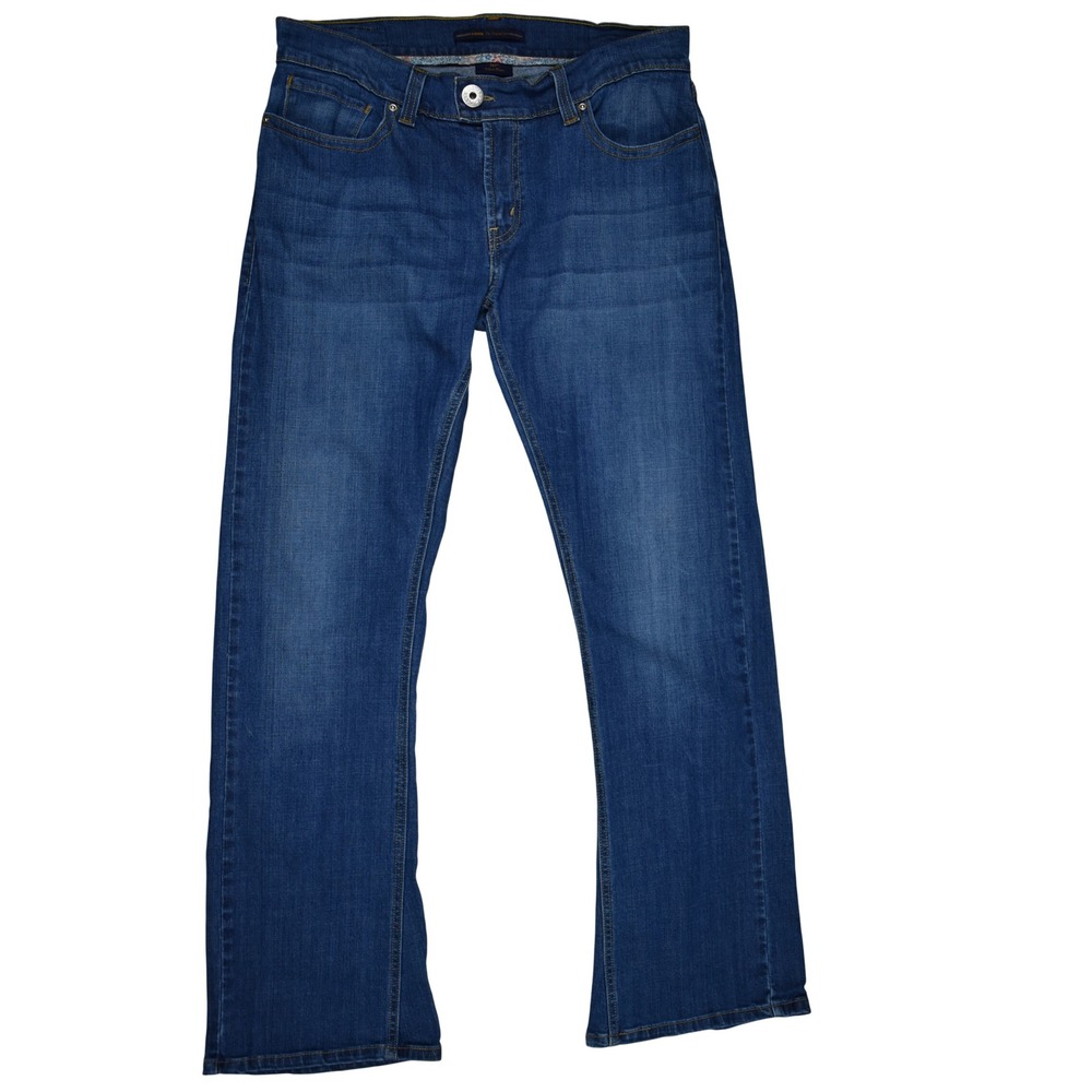 Levi's 542 Tilted Flare Jeans Womens 14 Dark Blue Denim Mid Rise Flap Pocket Y2K
